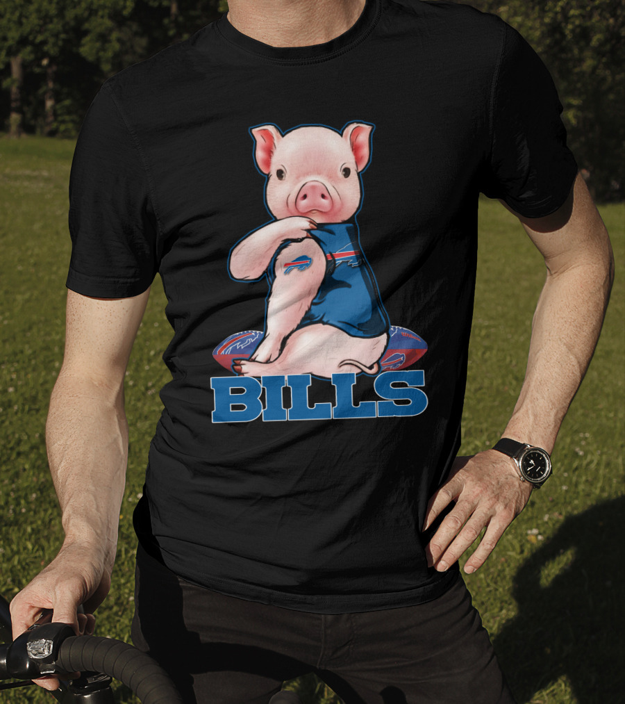 Pig Wearing Buffalo Bills Jersey T-Shirt
