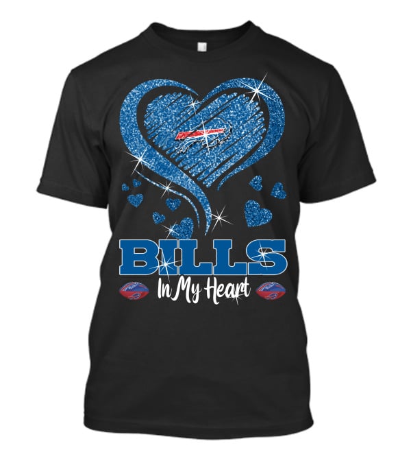Bills In My Heart Buffalo Bills Sparkling Blue Heart NFL T-Shirt