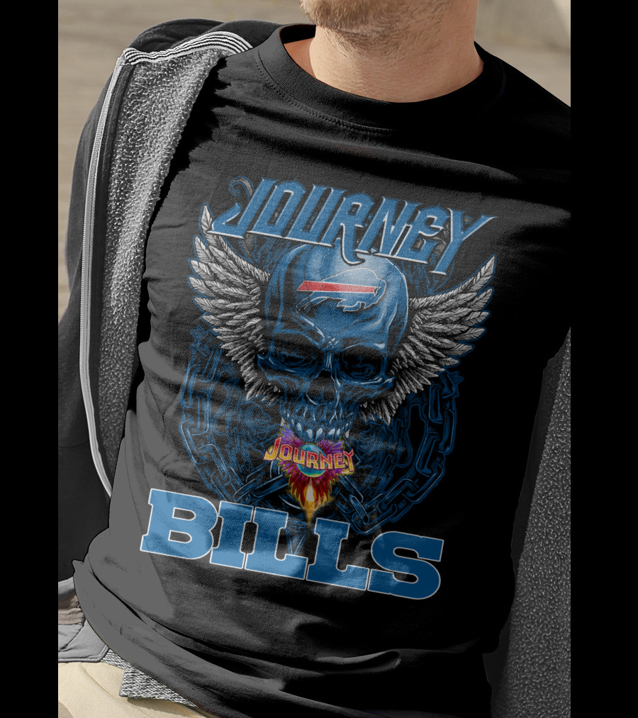 Journey Buffalo Bills Skull Wings Flame T-Shirt