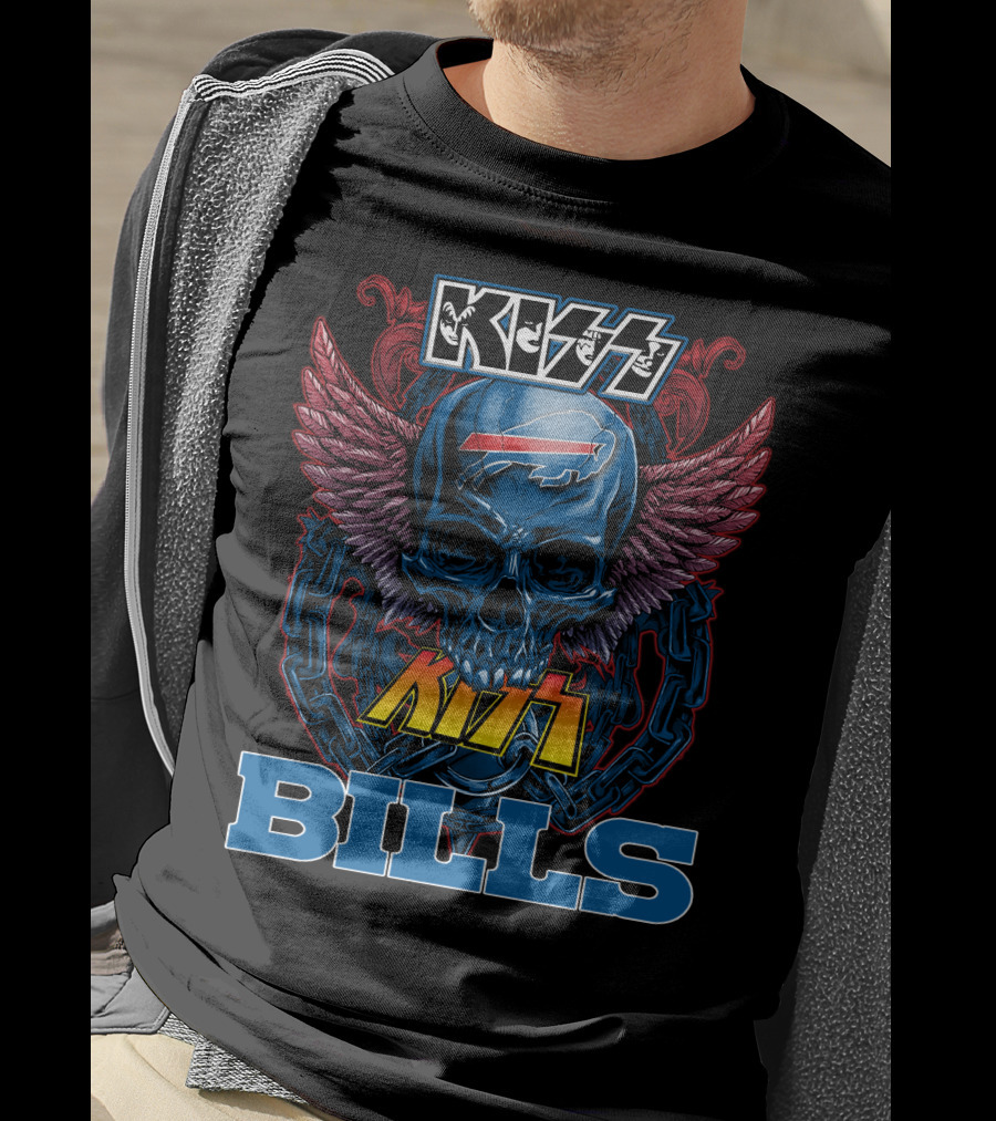 Kiss Buffalo Bills Skull Wings T-Shirt