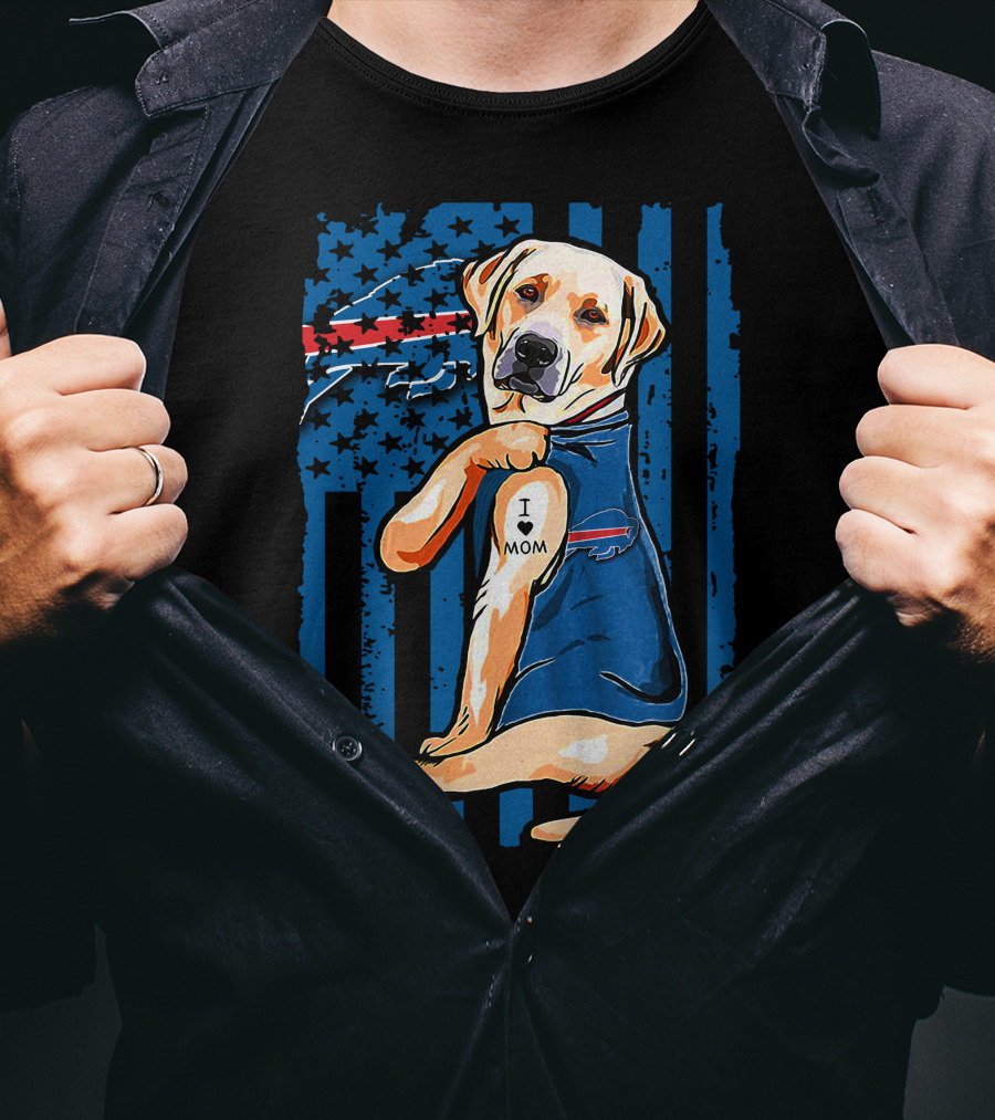 Labrador Retriever I Love Mom Buffalo Bills Fan T-Shirt
