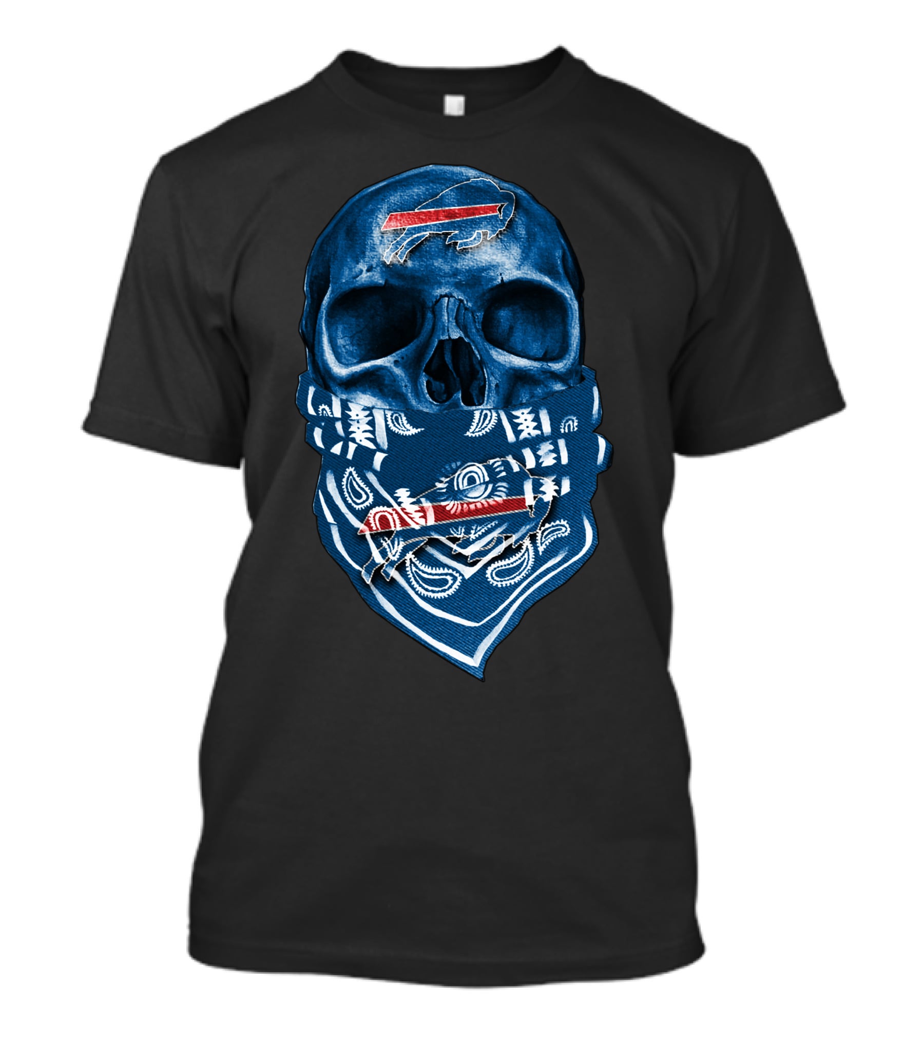 Buffalo Bills Skull Blue Bandana T-Shirt