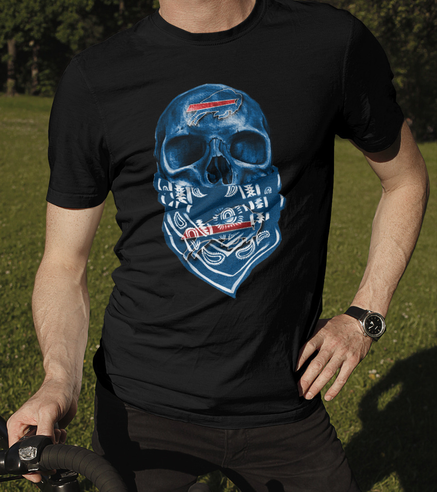 Buffalo Bills Skull Blue Bandana T-Shirt