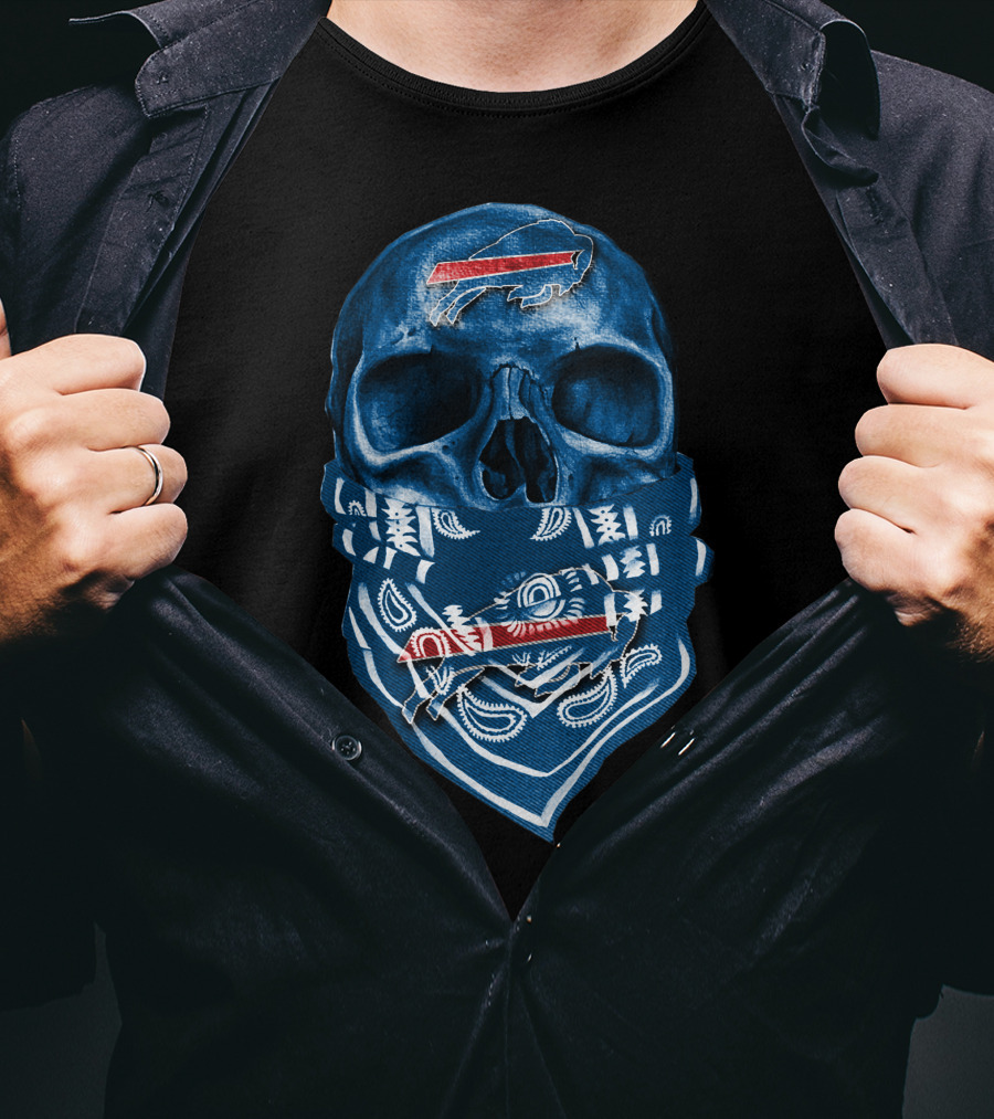 Buffalo Bills Skull Blue Bandana T-Shirt