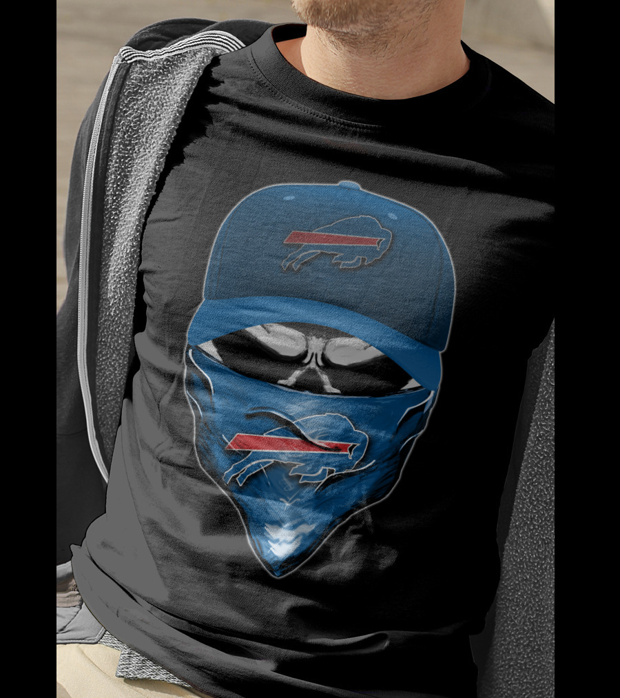 Buffalo Bills Skull With Cap And Bandana T-Shirt