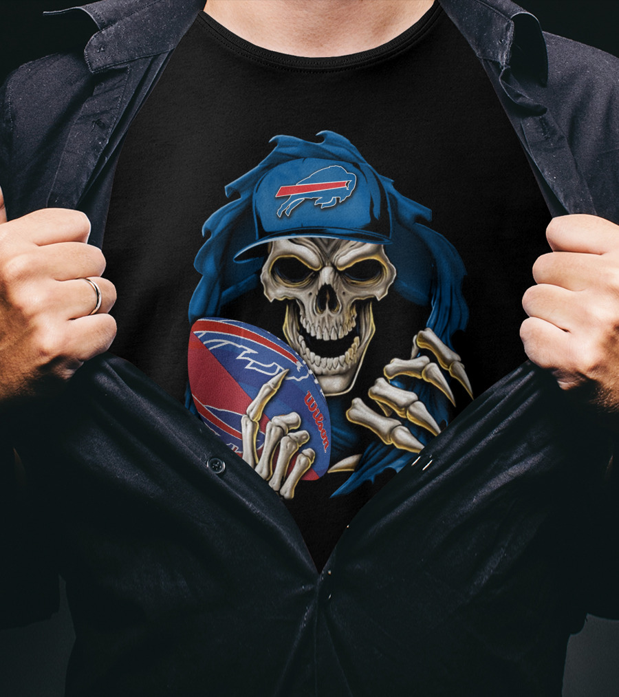 Buffalo Bills Skull Holding Football T-Shirt