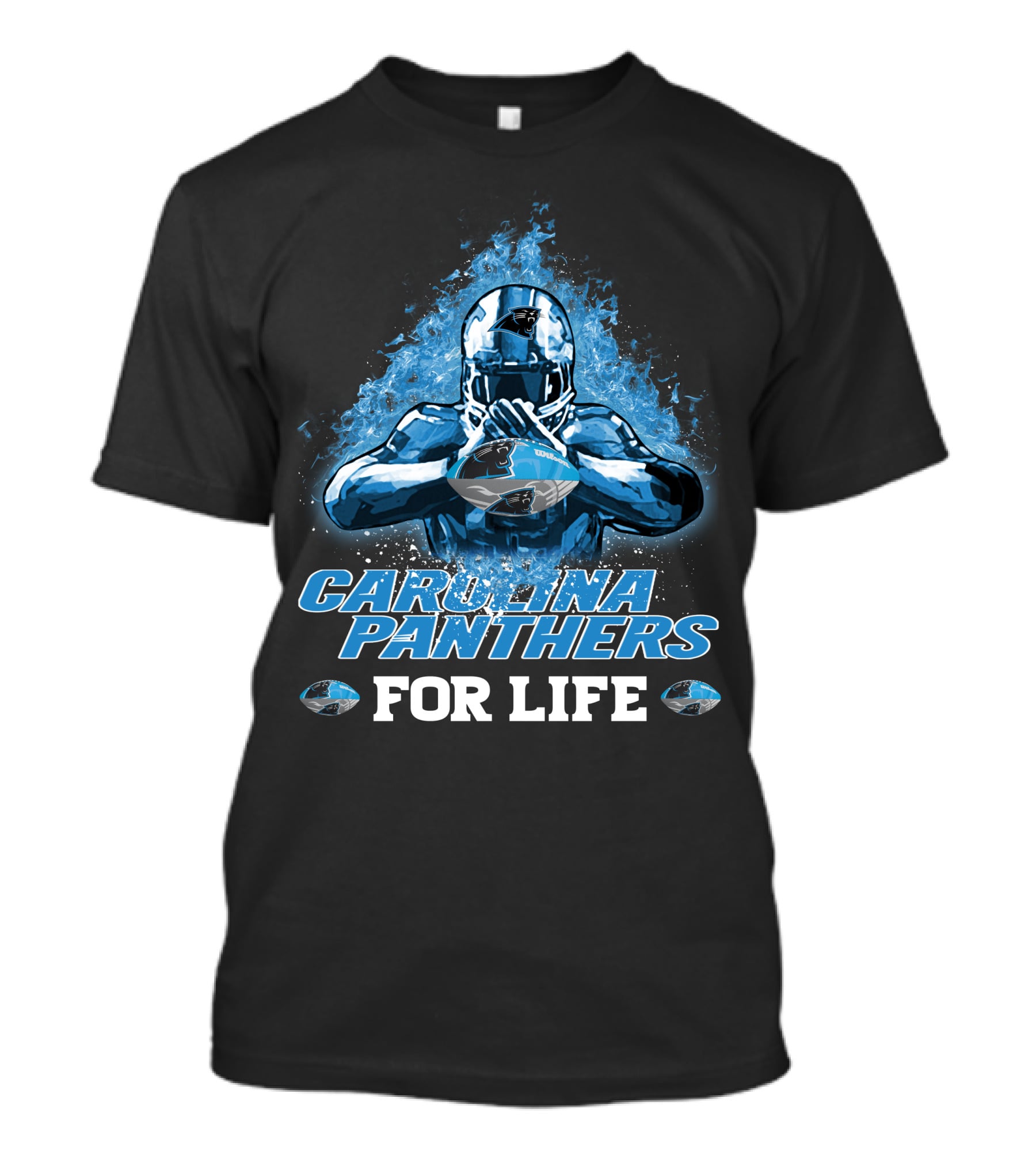 CAROLINA PANTHERS FOR LIFE Football Player Helmet And Football T-Shirt