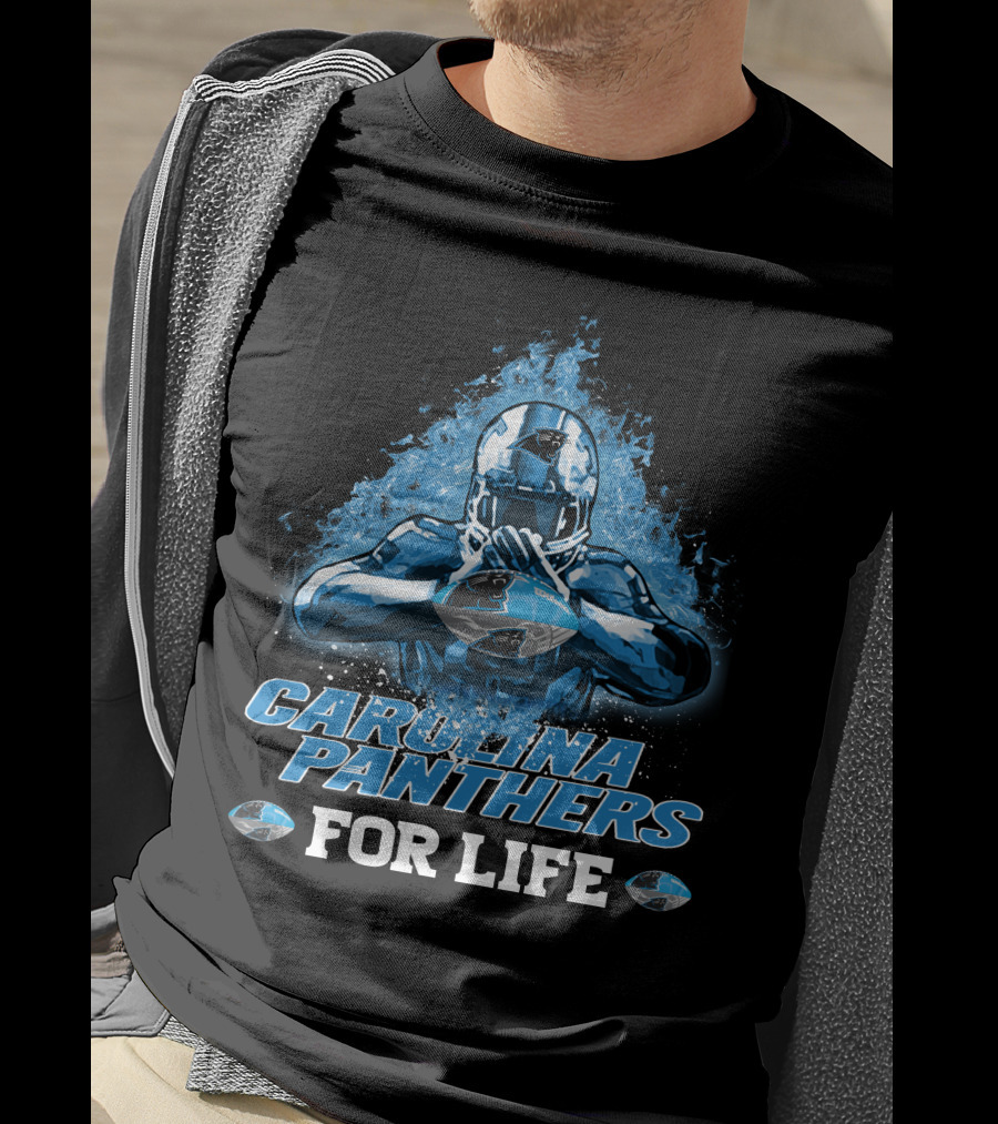 CAROLINA PANTHERS FOR LIFE Football Player Helmet And Football T-Shirt