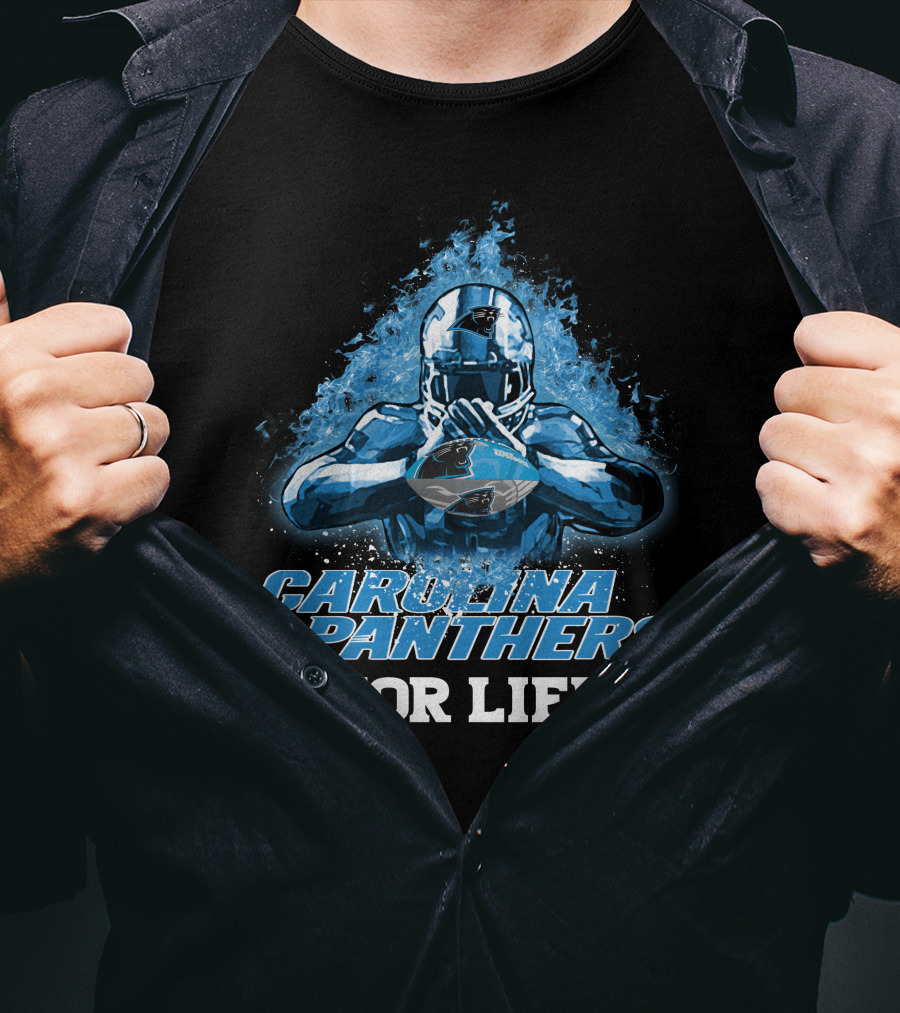 CAROLINA PANTHERS FOR LIFE Football Player Helmet And Football T-Shirt