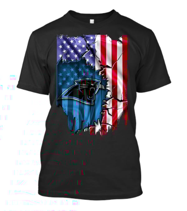 American Flag With Carolina Panthers T-Shirt