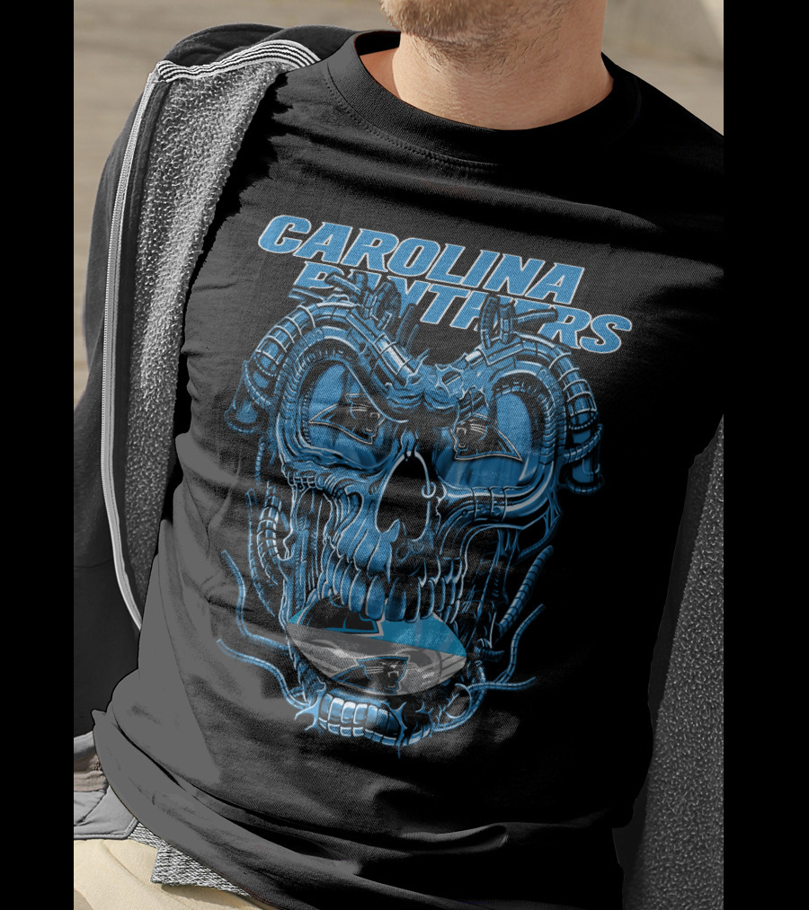 CAROLINA PANTHERS Dragonskull Robot-Themed Panther T-Shirt