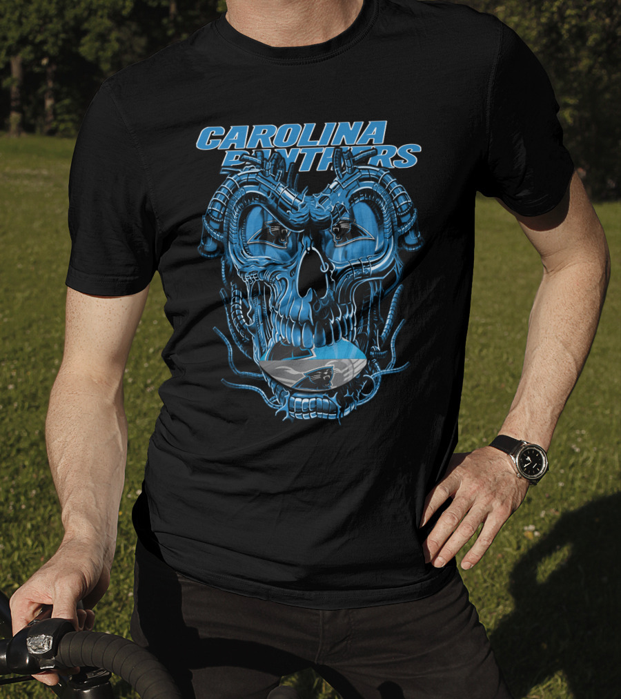 CAROLINA PANTHERS Dragonskull Robot-Themed Panther T-Shirt