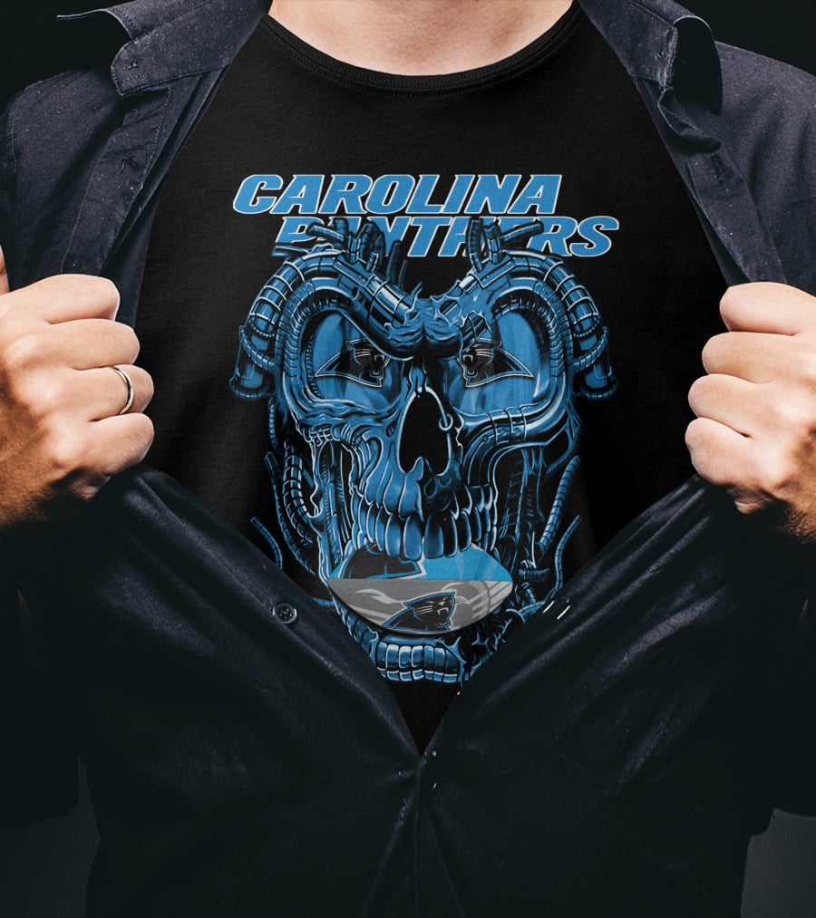 CAROLINA PANTHERS Dragonskull Robot-Themed Panther T-Shirt