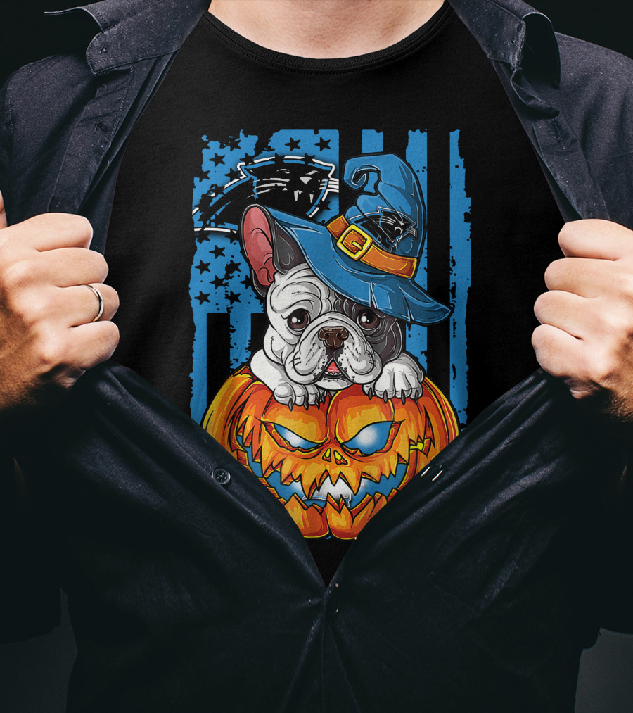 Hlw Bulldog Halloween Carolina Panthers Jack-O-Lantern T-Shirt