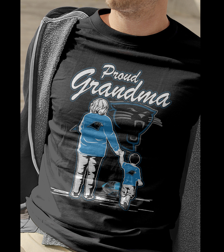 Proud Grandma Carolina Panthers Fan Holding Child With Team T-Shirt