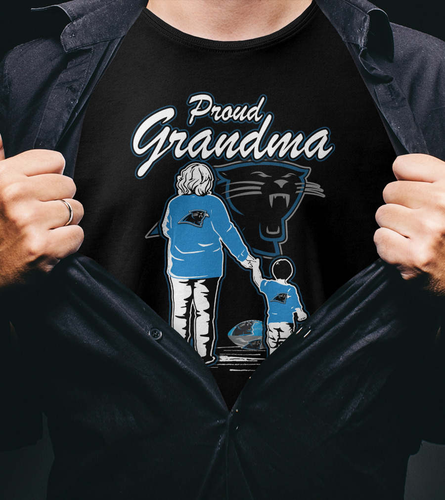 Proud Grandma Carolina Panthers Fan Holding Child With Team T-Shirt