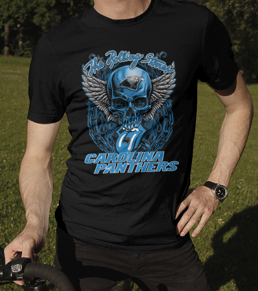 The Rolling Stones Carolina Panthers Skull With Wings And Tongue T-Shirt