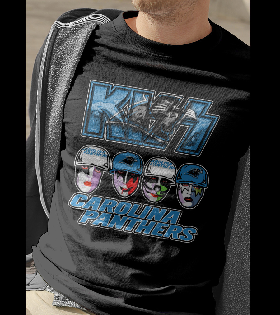Kiss Carolina Panthers Face Paint Hats Nfl Team T-Shirt