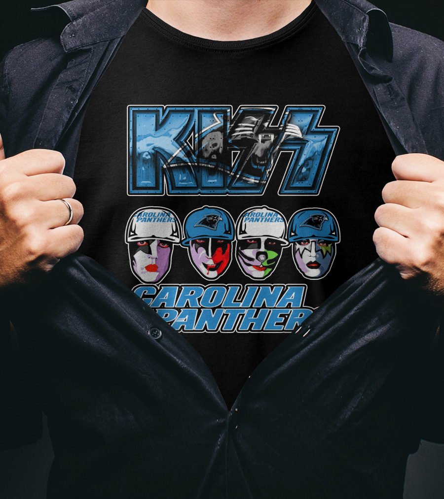 Kiss Carolina Panthers Face Paint Hats Nfl Team T-Shirt