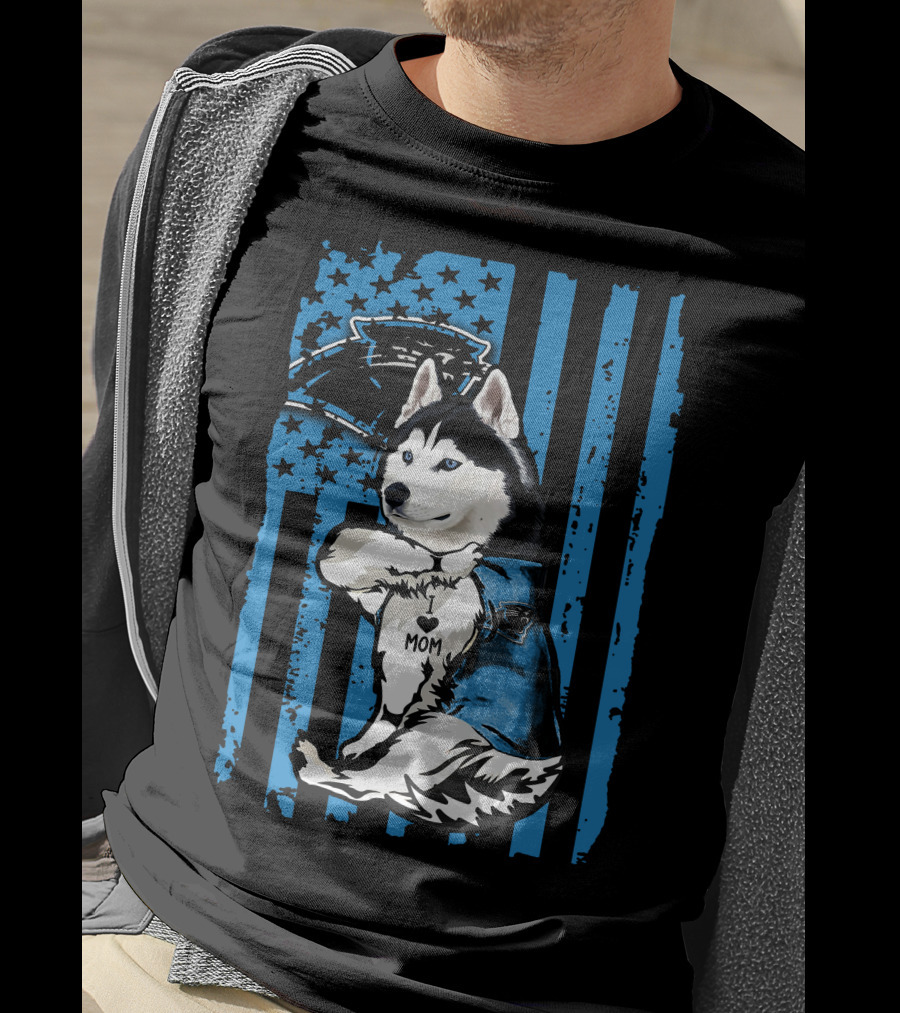 Siberian Husky Mom Carolina Panthers Fan T-Shirt
