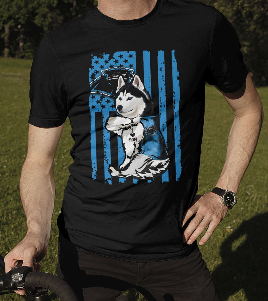 Siberian Husky Mom Carolina Panthers Fan T-Shirt