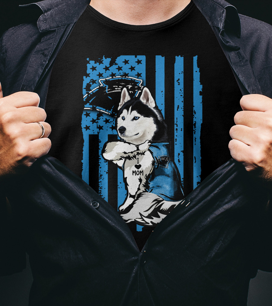 Siberian Husky Mom Carolina Panthers Fan T-Shirt