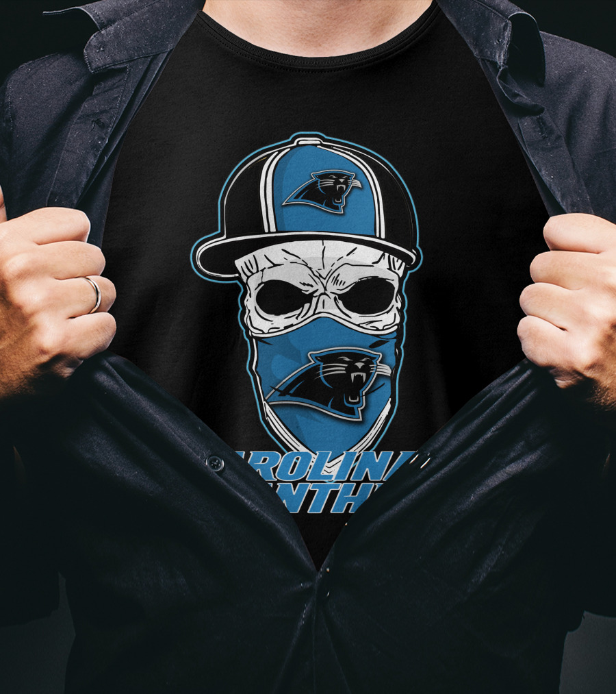 Carolina Panthers Skull Hat Fan T-Shirt