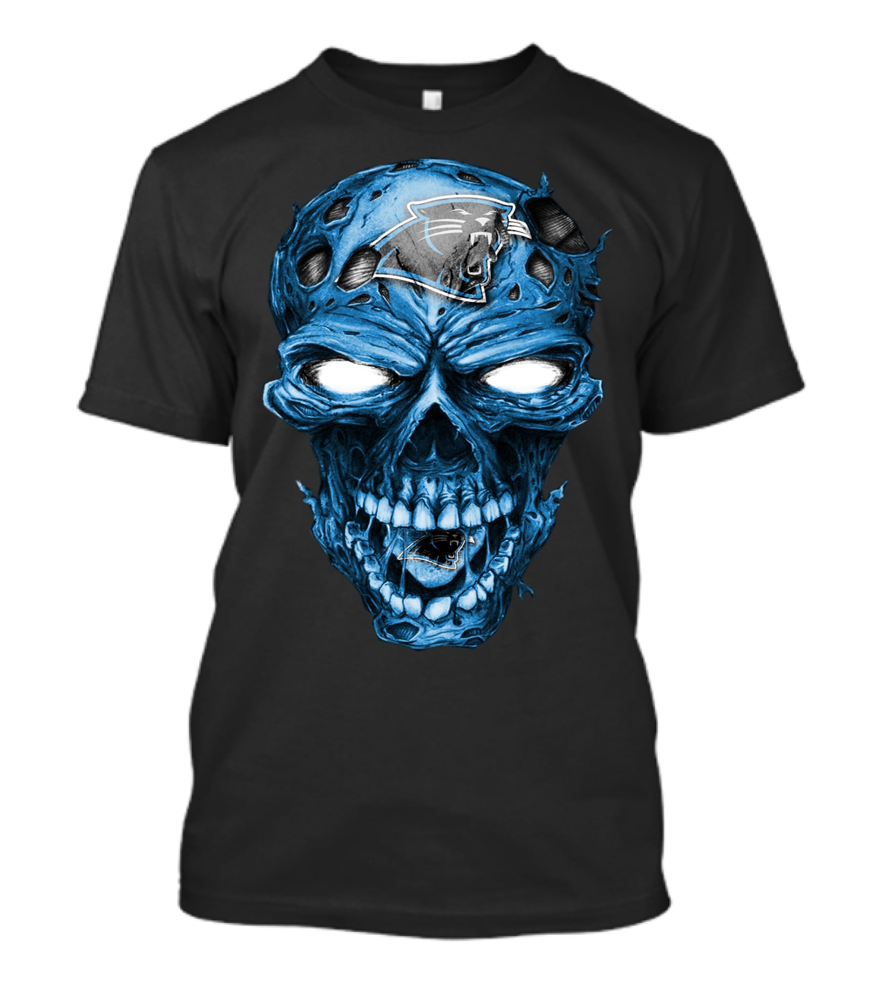 Skull Carolina Panthers NFL Blue Horror T-Shirt