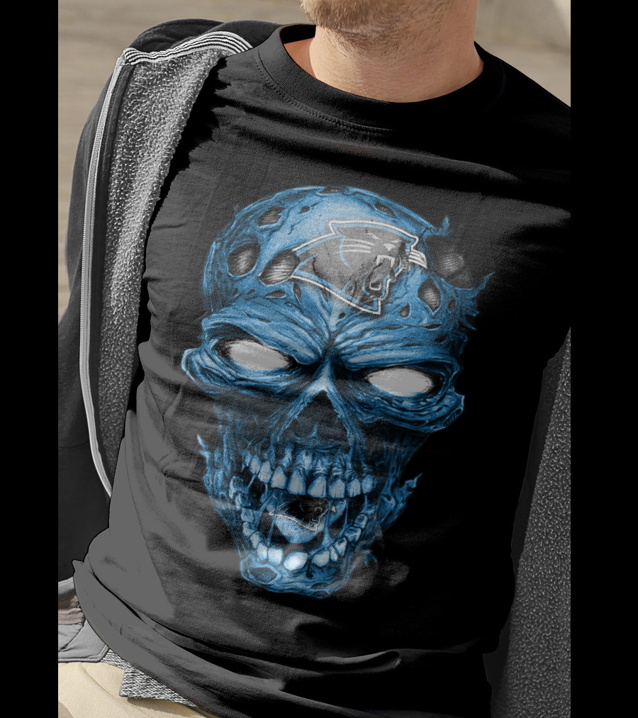Skull Carolina Panthers NFL Blue Horror T-Shirt
