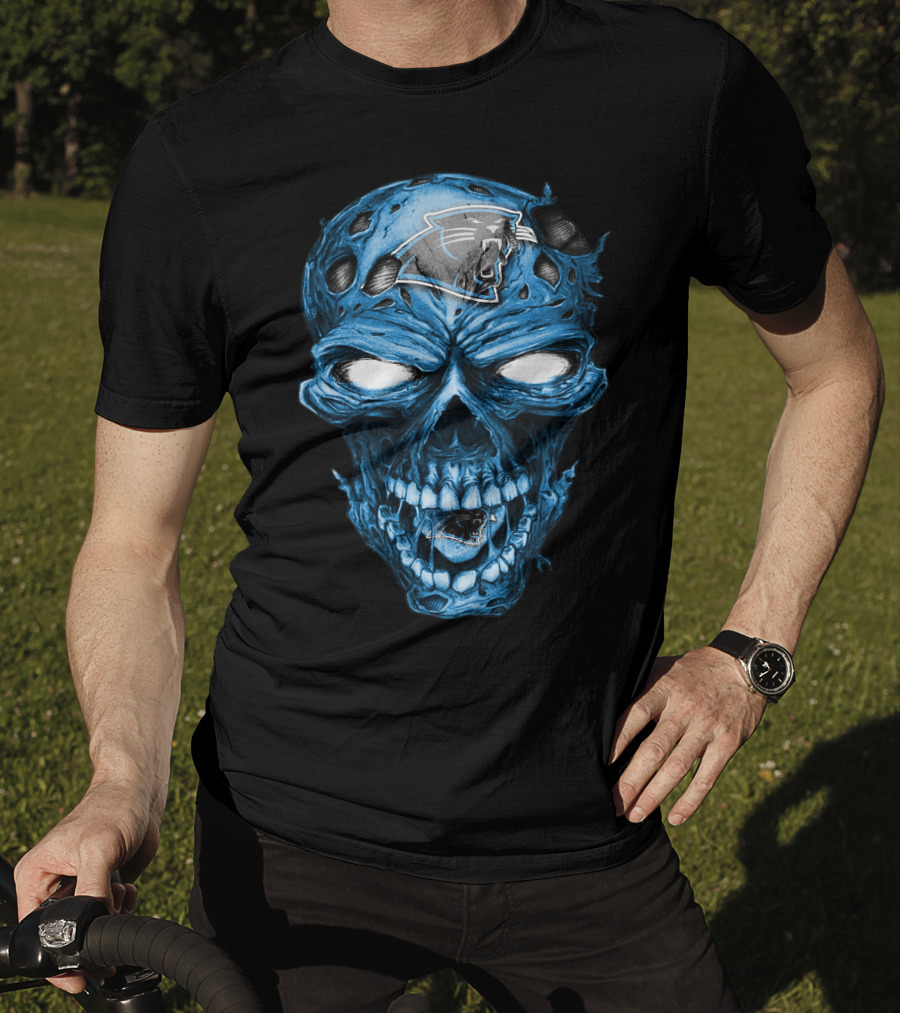 Skull Carolina Panthers NFL Blue Horror T-Shirt