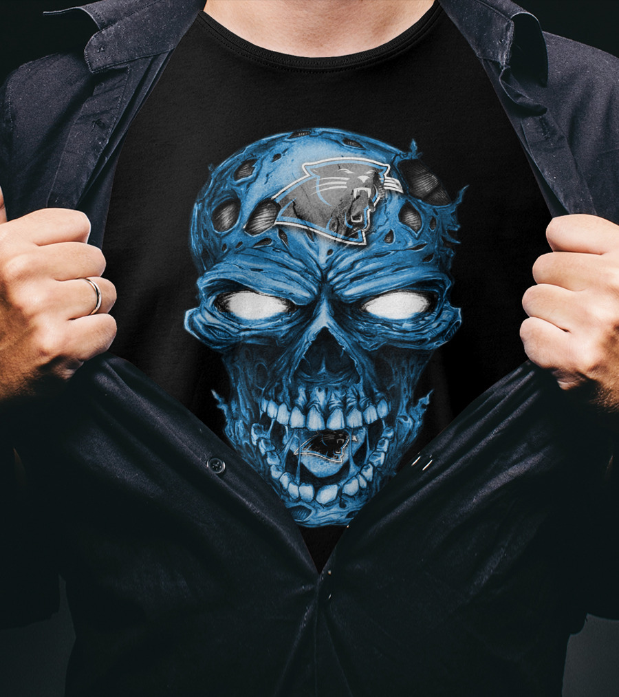 Skull Carolina Panthers NFL Blue Horror T-Shirt