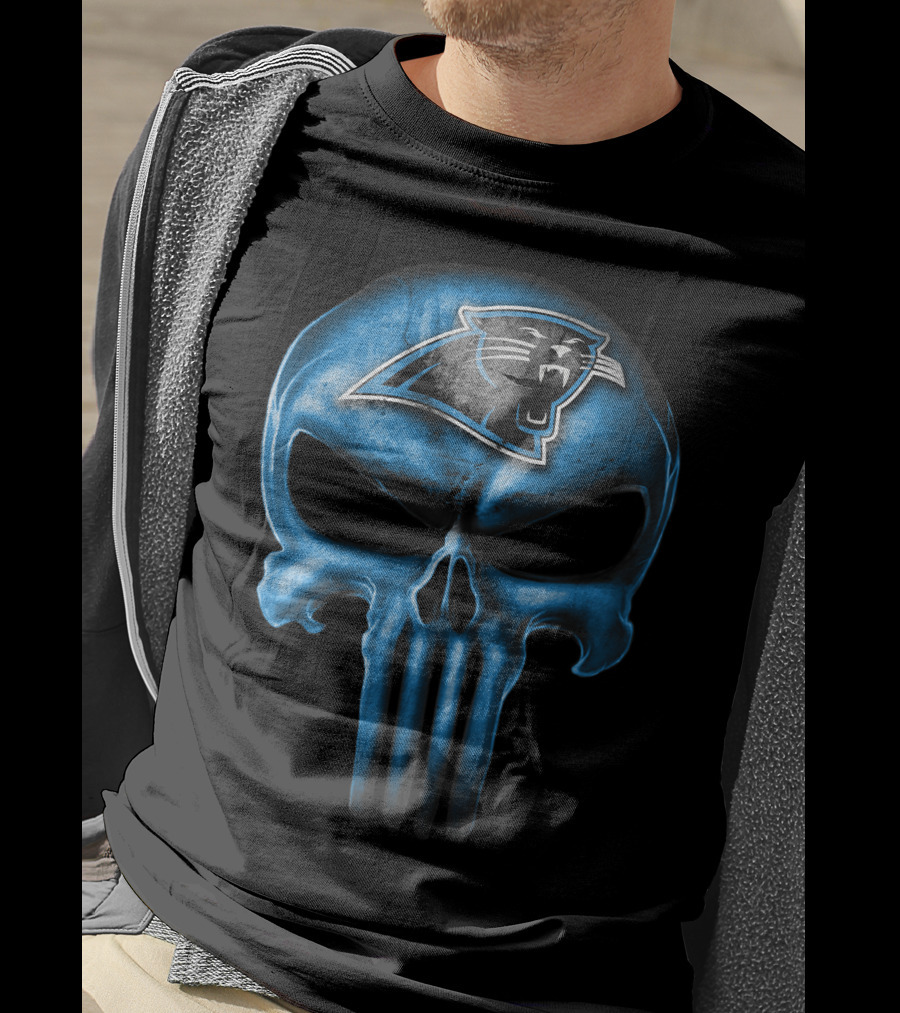 Skull Carolina Panthers Punisher Logo Mashup T-Shirt