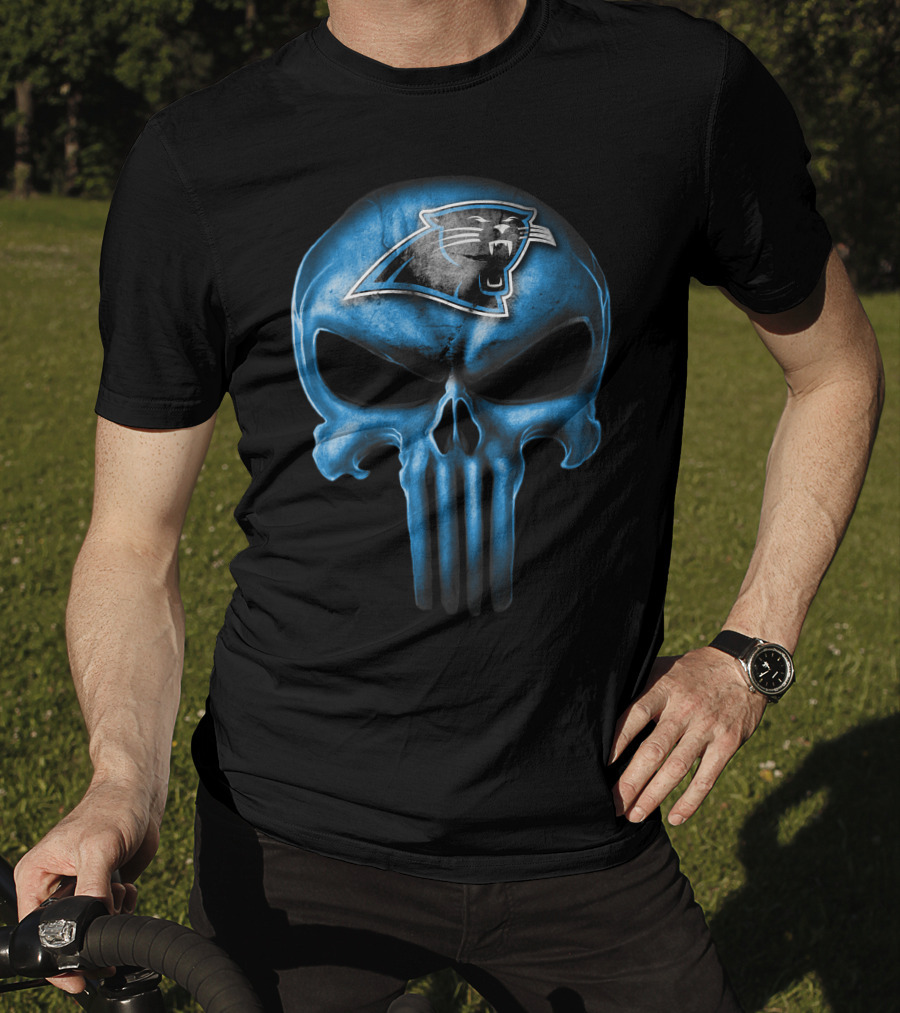 Skull Carolina Panthers Punisher Logo Mashup T-Shirt