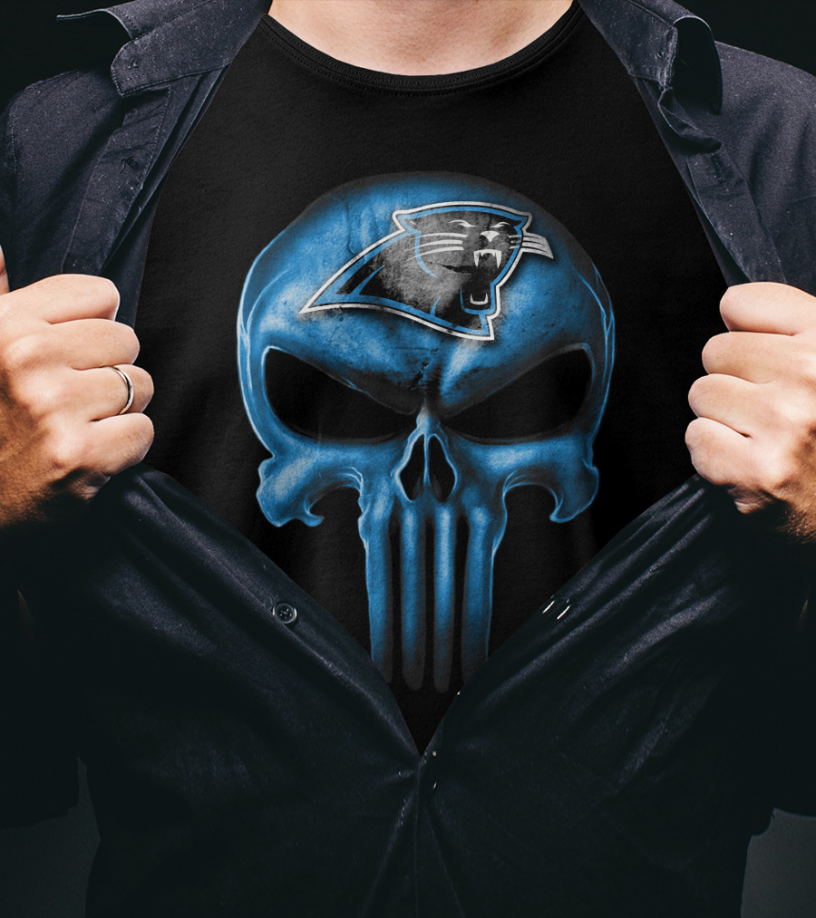 Skull Carolina Panthers Punisher Logo Mashup T-Shirt