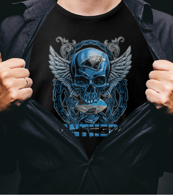Panthers Skullfb Carolina NFL Winged Skull T-Shirt