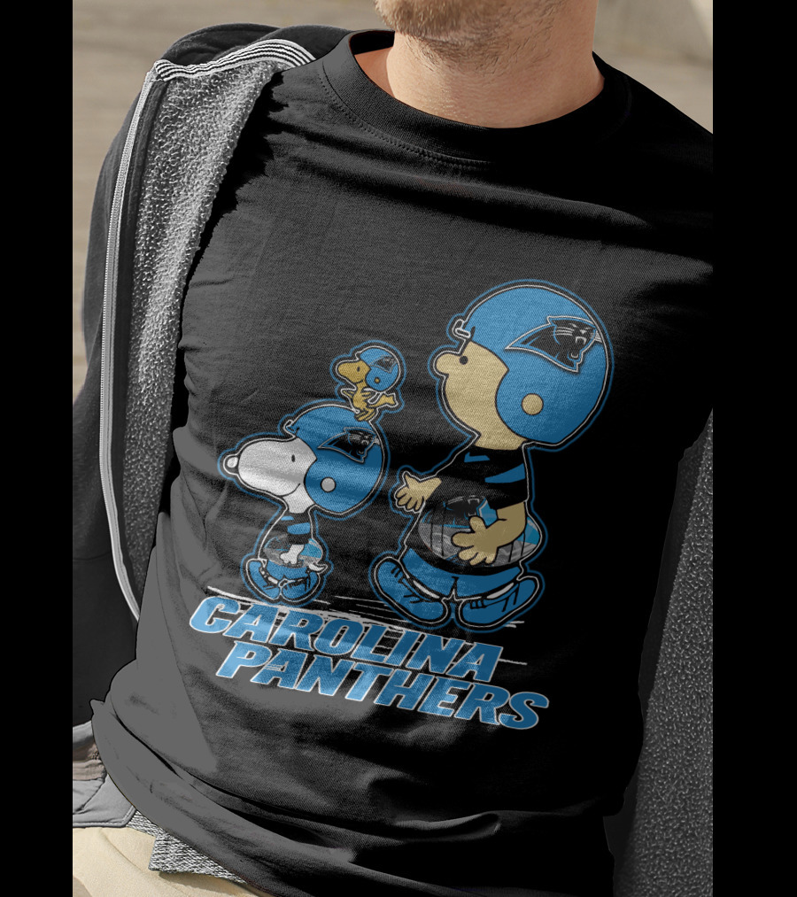 Carolina Panthers Peanuts Snoopy Woodstock Football Helmet T-Shirt