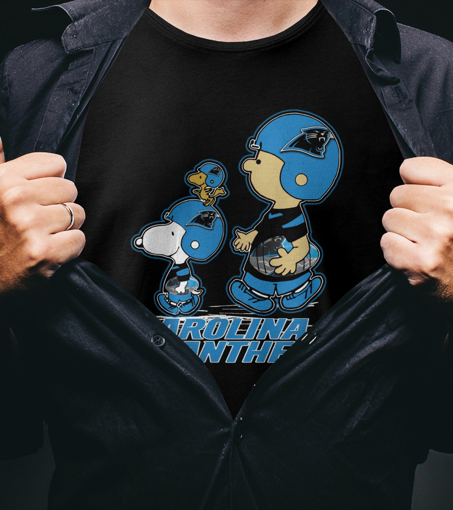 Carolina Panthers Peanuts Snoopy Woodstock Football Helmet T-Shirt