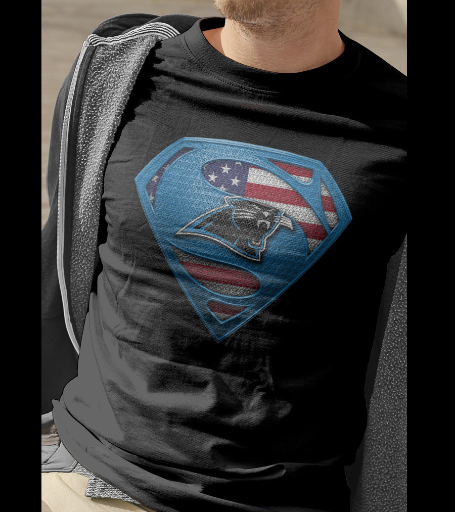 Carolina Panthers Super Shield American Flag T-Shirt