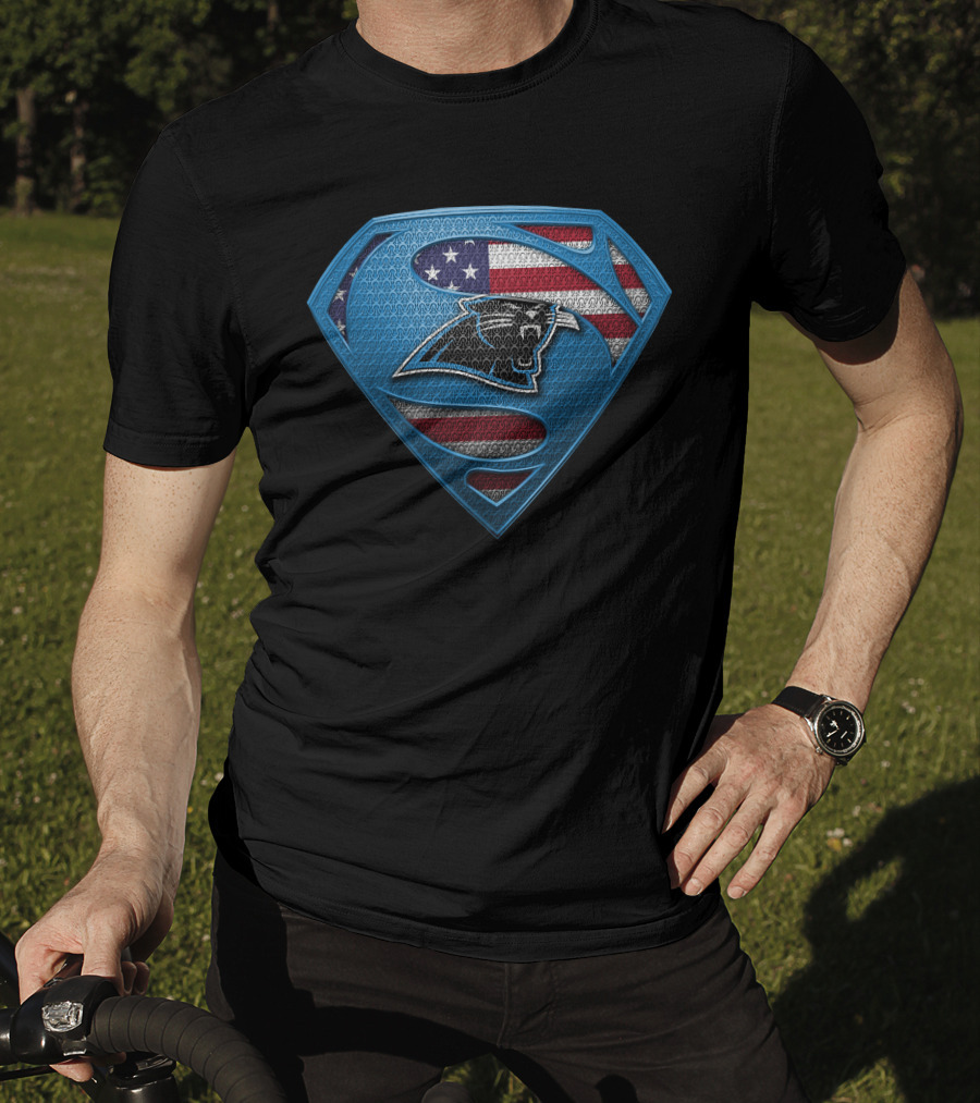 Carolina Panthers Super Shield American Flag T-Shirt