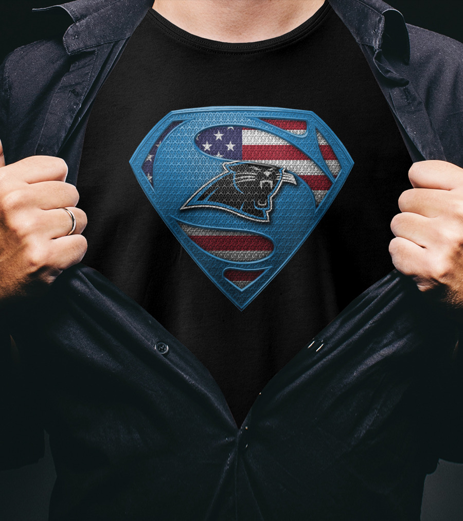Carolina Panthers Super Shield American Flag T-Shirt