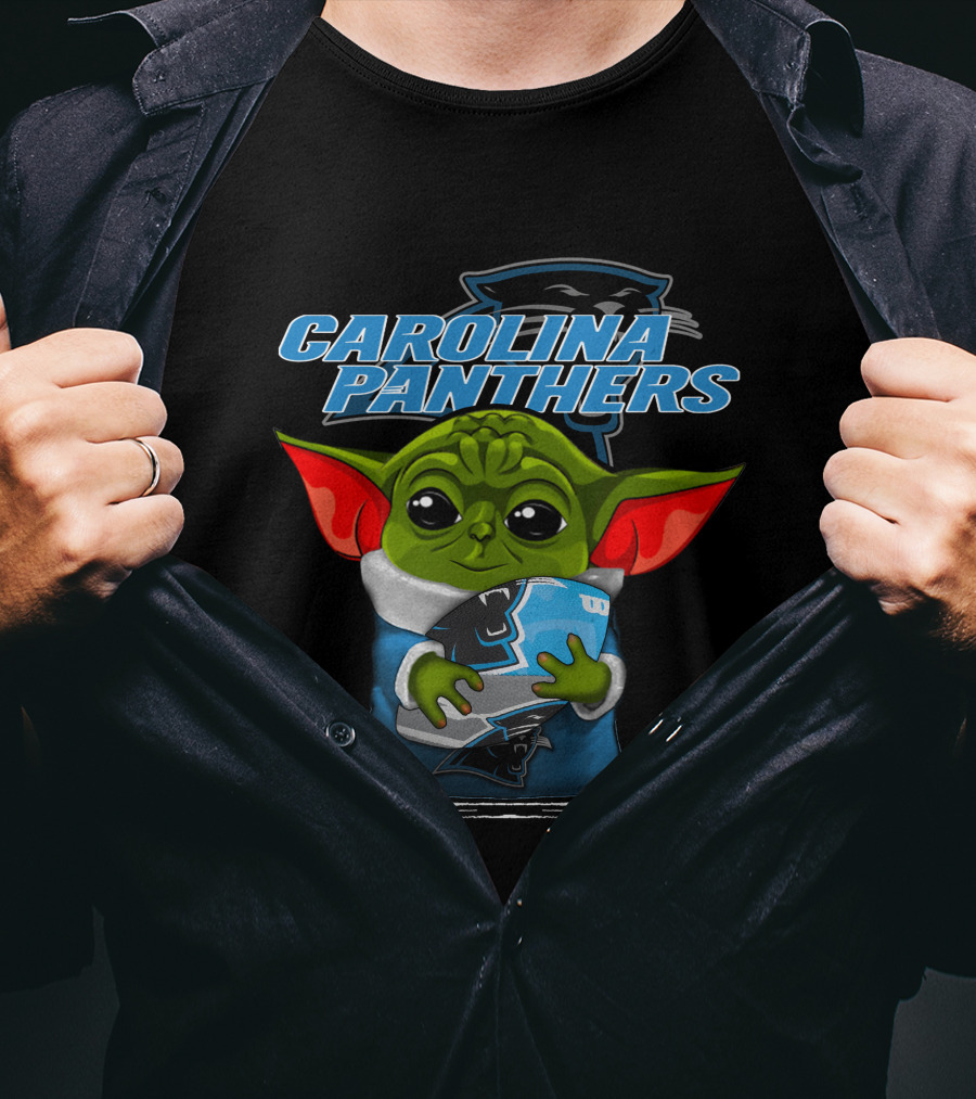 CAROLINA PANTHERS Yoda Holding Football T-Shirt