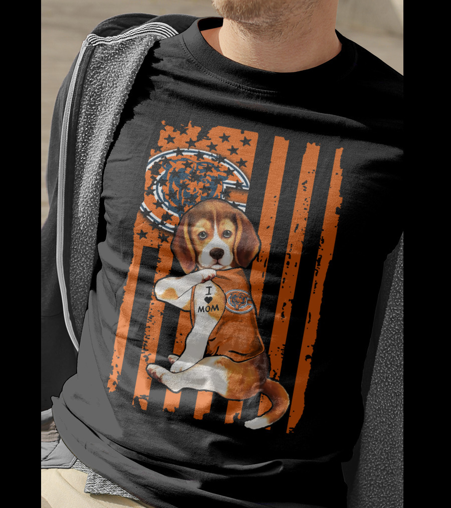 Beagle Chicago Bears I Love Mom Football T-Shirt