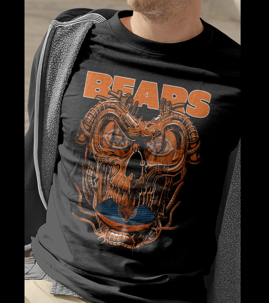 Dragonskull BEARS CHICAGO Football Skulldesign T-Shirt