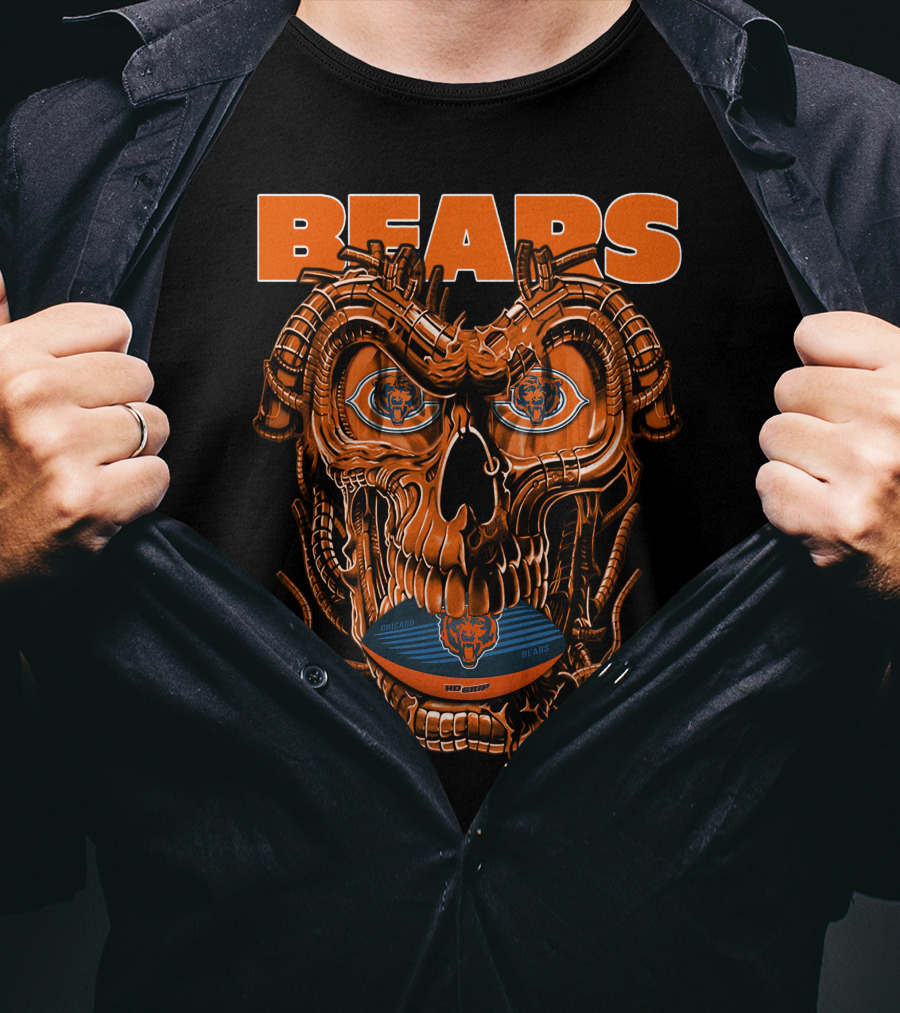 Dragonskull BEARS CHICAGO Football Skulldesign T-Shirt