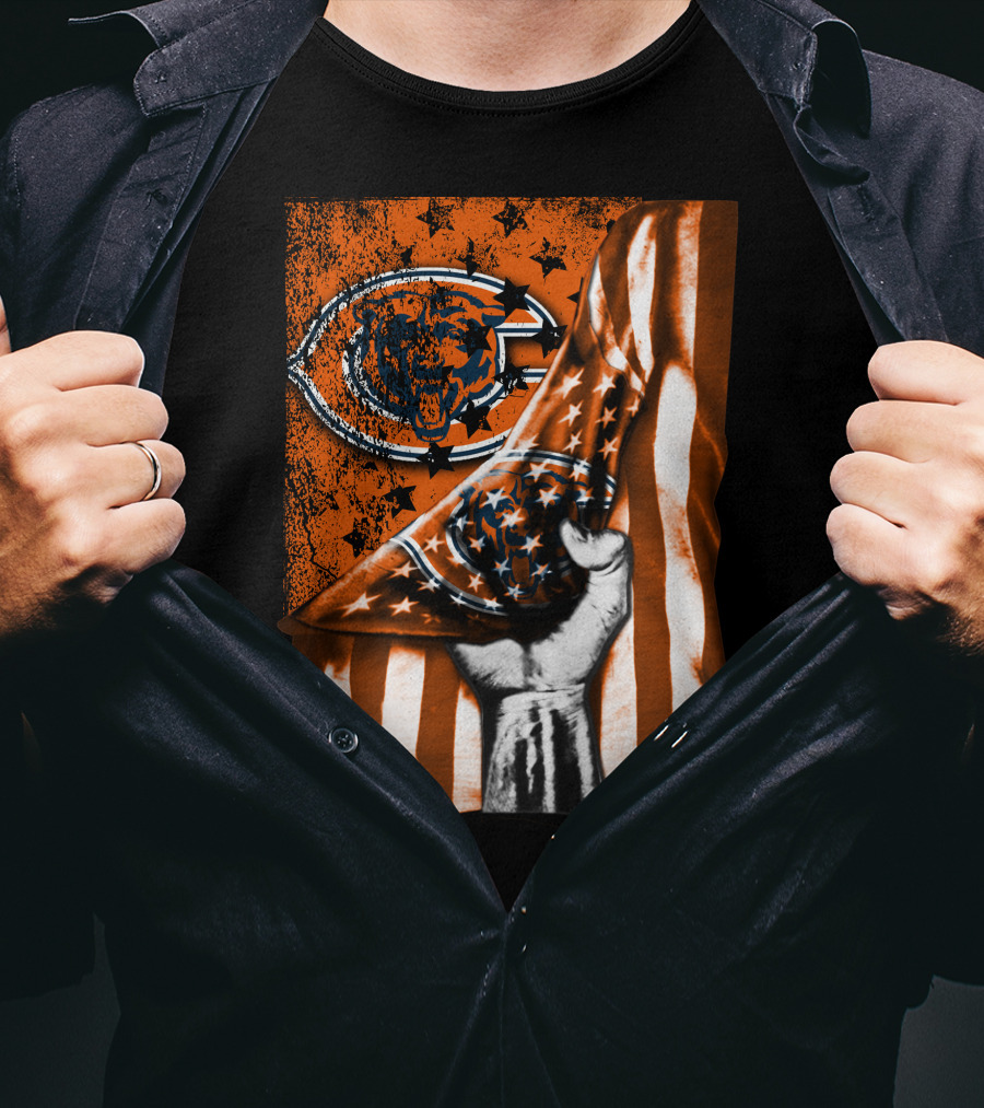 Chicago Bears American Flag Bear T-Shirt