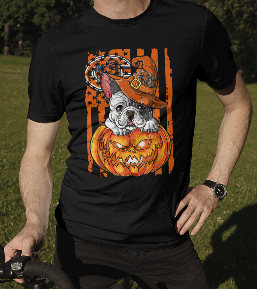 Hlw Bulldog Chicago Bears Halloween Pumpkin T-Shirt