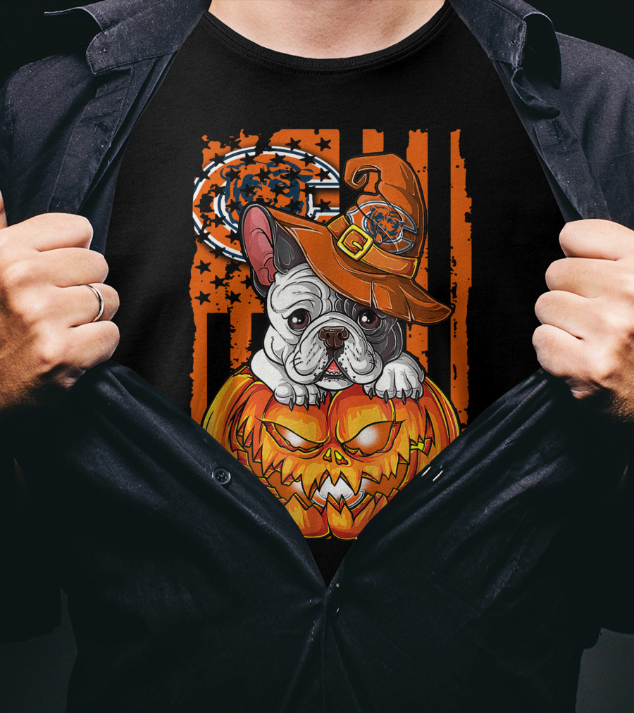 Hlw Bulldog Chicago Bears Halloween Pumpkin T-Shirt