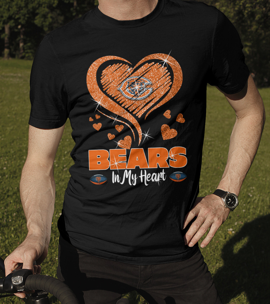 BEARS In My Heart Chicago Bears Sparkling Emblem T-Shirt