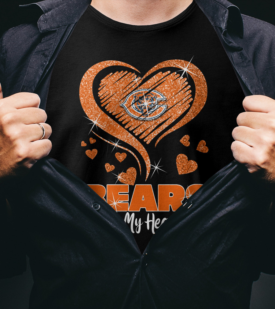 BEARS In My Heart Chicago Bears Sparkling Emblem T-Shirt