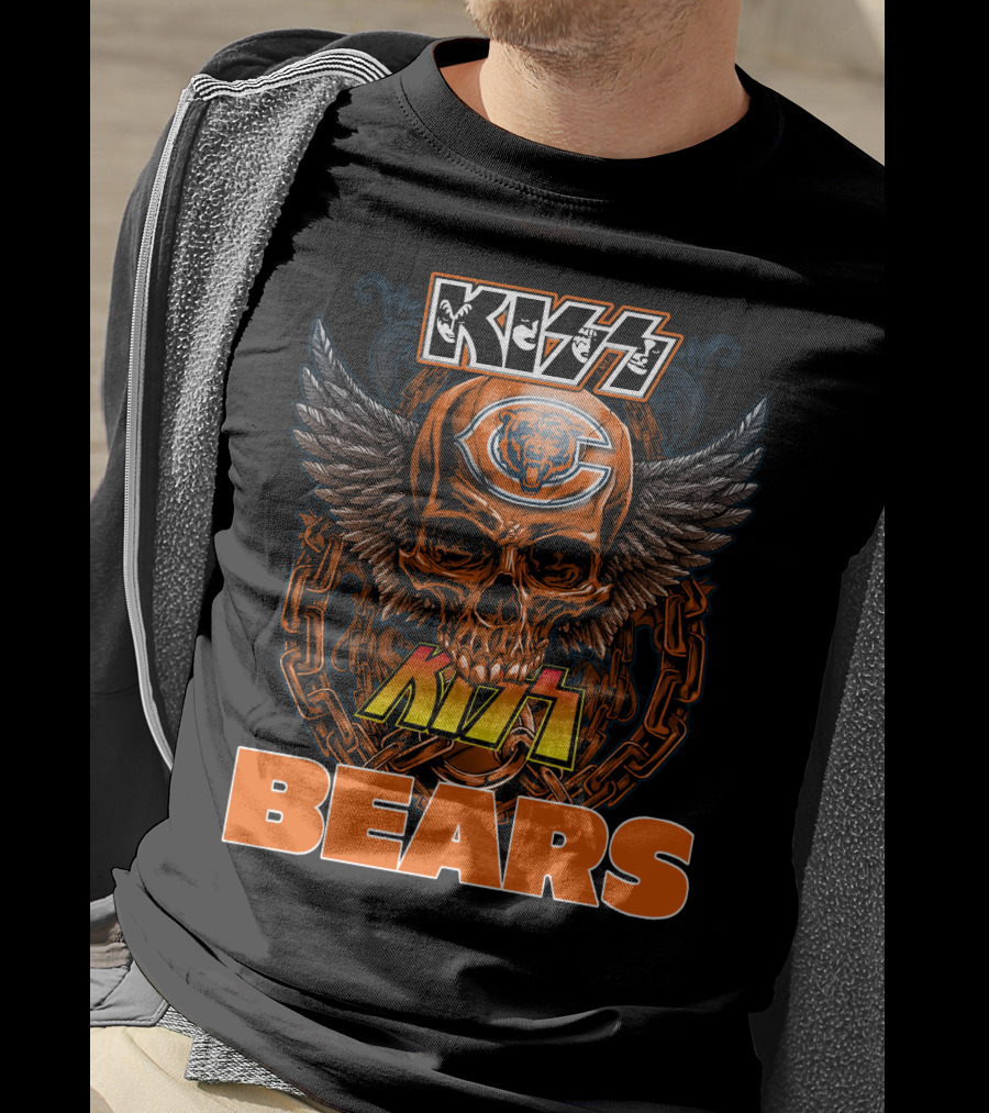 KISS CHICAGO BEARS Skull Wings T-Shirt